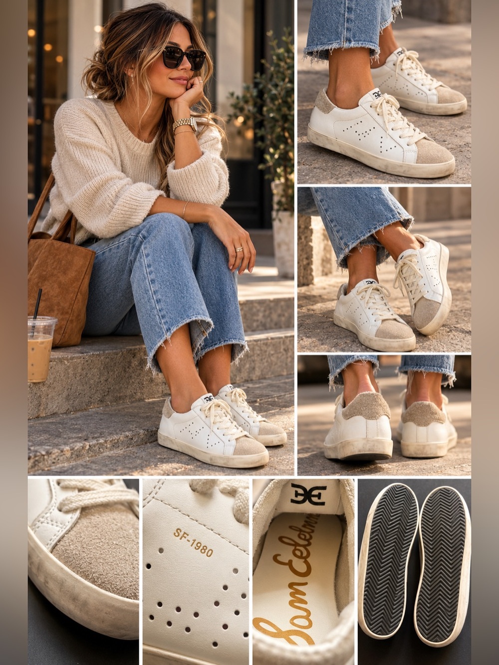 Sam Edelman Sneaker Womens 10 White Aubrie Round Toe Lace Up Casual Leather